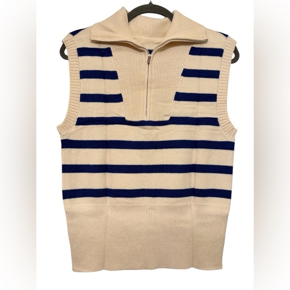 1/4 Zip Striped Sweater Vest - Picture 1 of 5